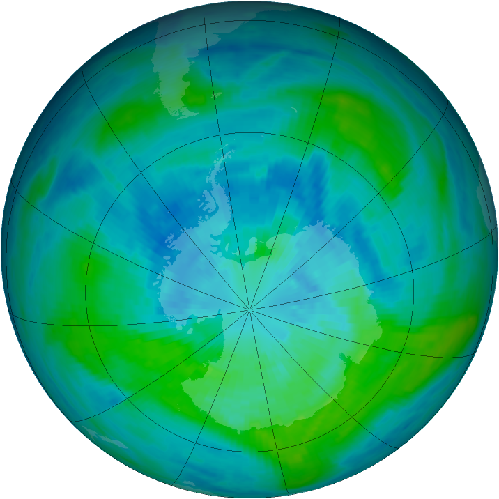 Antarctic ozone map for 23 March 1984